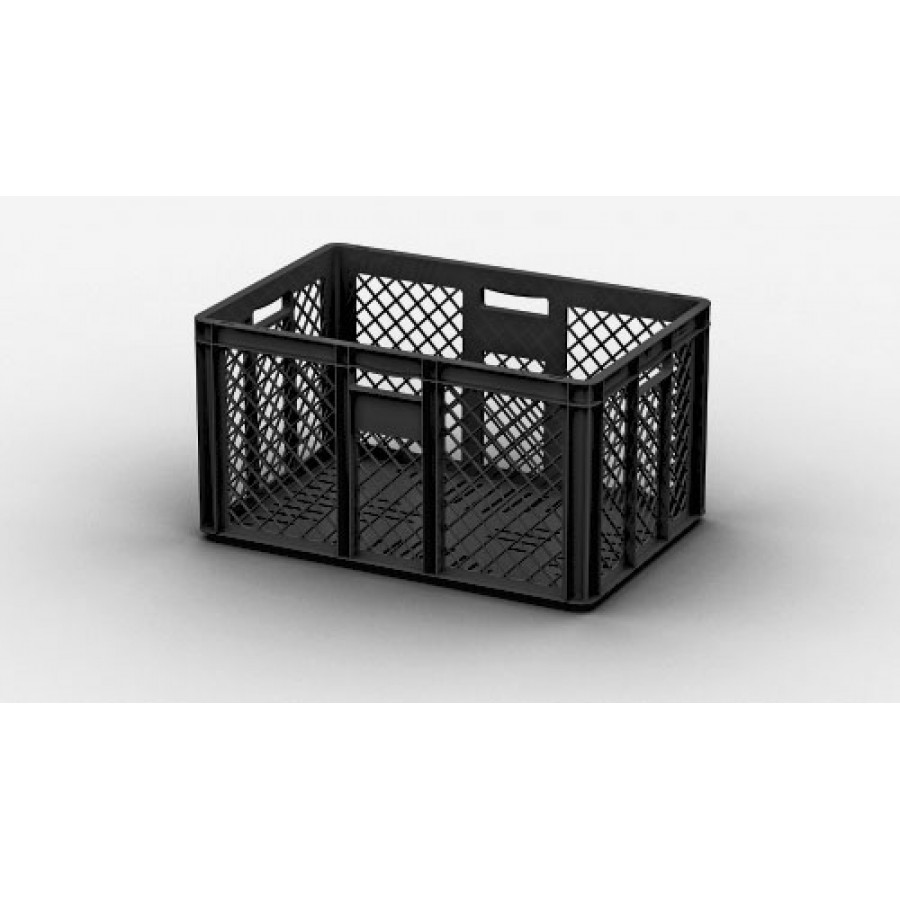 Евроконтейнер 600x400x320 мм Арт. ECP-6432 черный перфорированный